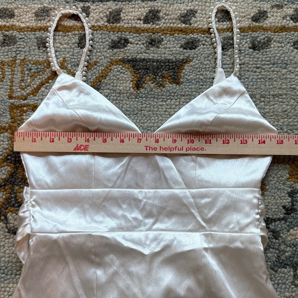NEW Lulu’s Ready For Forever White Satin Pearl Tie-Back Maxi Dress - Picture 6 of 9